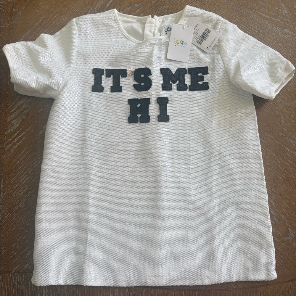 Short Sleeve Sequin Tee with 'IT'S ME HI'